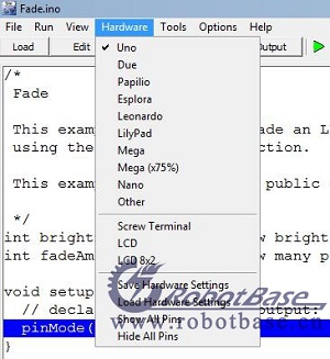 Simulator for Arduino 硬件選擇項(xiàng)目下內(nèi)容